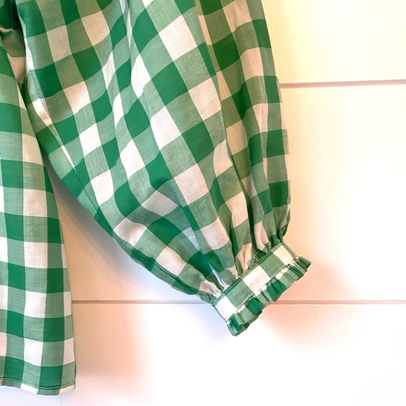 NWT Emerson Fry Green & White Gingham Peasant Top. Size small. - Picture 10 of 13